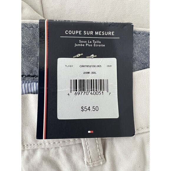 NWT Tommy Hilfiger Custom Fit Coupe Sur Mesure Men's Pant Khaki Sz 29W/30L - Picture 7 of 9